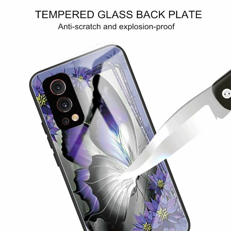 θηκη κινητου OnePlus Nord 2 5G Μωβ Butterfly Tempered Glass