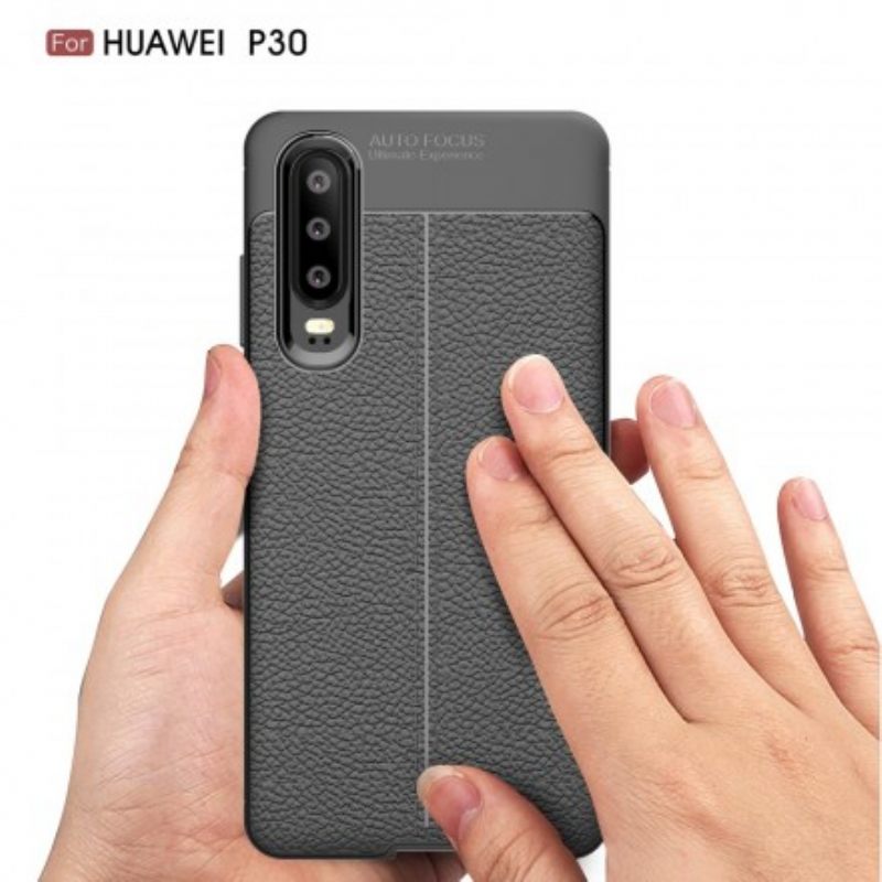 Θήκη Huawei P30 Δερμάτινο Εφέ Litchi Διπλής Γραμμής