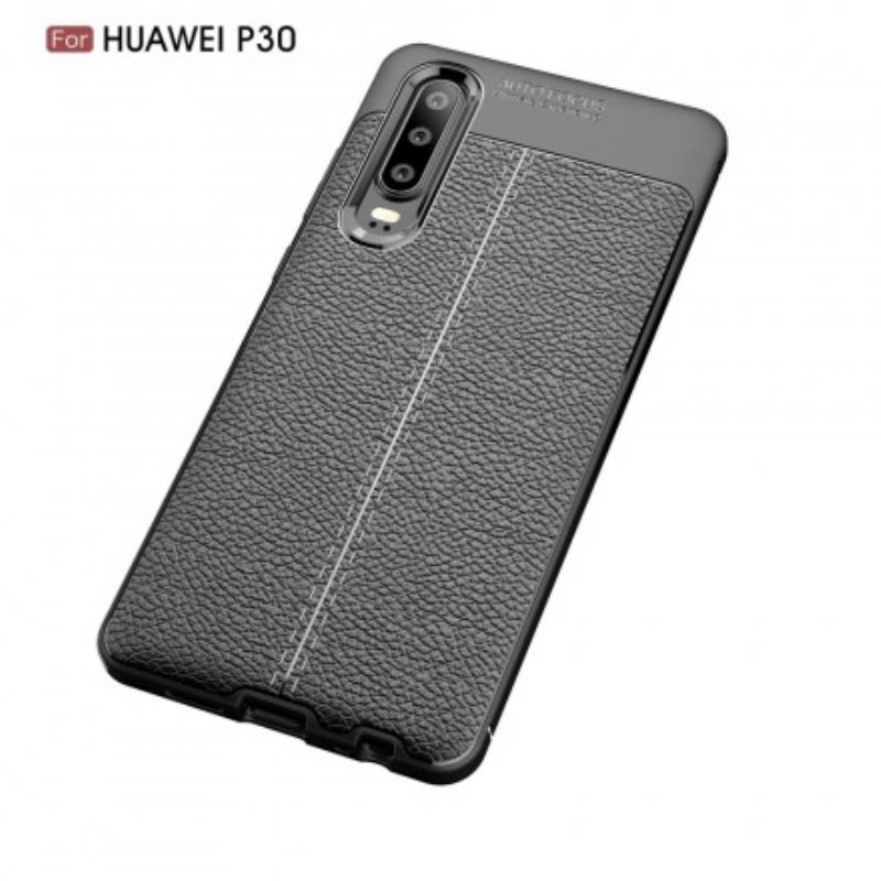 Θήκη Huawei P30 Δερμάτινο Εφέ Litchi Διπλής Γραμμής