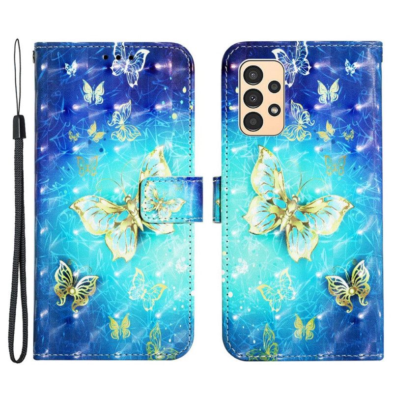 δερματινη θηκη Samsung Galaxy A13 με κορδονι Flight Of Strap Butterflies