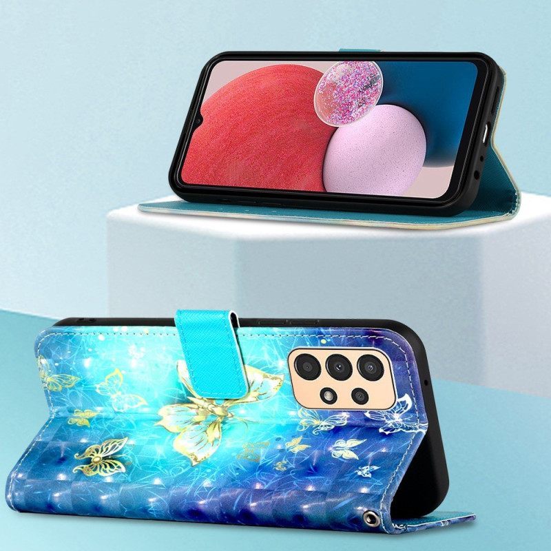 δερματινη θηκη Samsung Galaxy A13 με κορδονι Flight Of Strap Butterflies