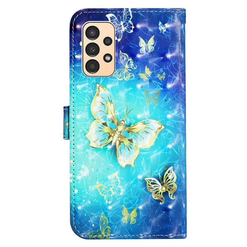 δερματινη θηκη Samsung Galaxy A13 με κορδονι Flight Of Strap Butterflies