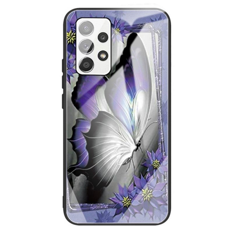 θηκη κινητου Samsung Galaxy A13 Μωβ Butterfly Tempered Glass