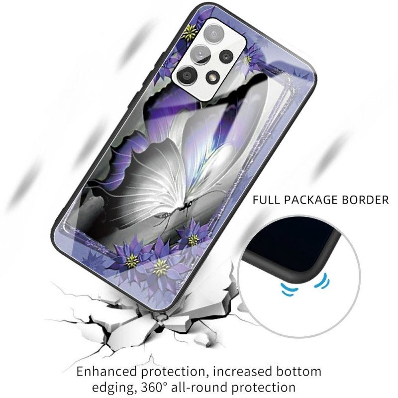 θηκη κινητου Samsung Galaxy A13 Μωβ Butterfly Tempered Glass