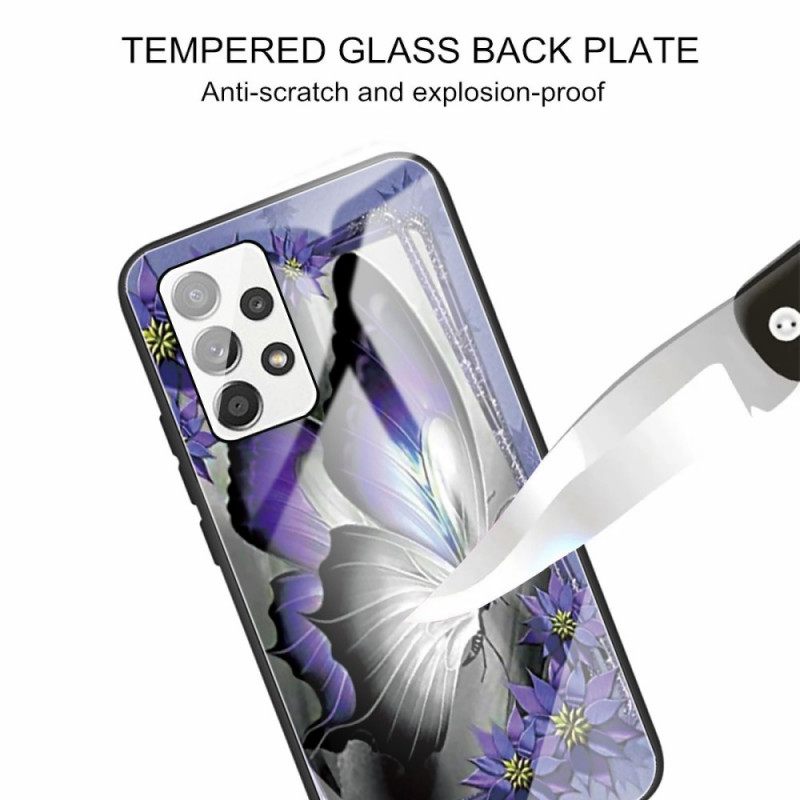 θηκη κινητου Samsung Galaxy A13 Μωβ Butterfly Tempered Glass