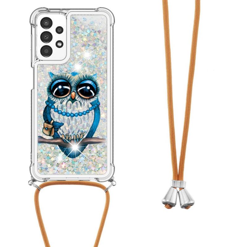 Θήκη Samsung Galaxy A13 με κορδονι Miss Owl Glitter Cord