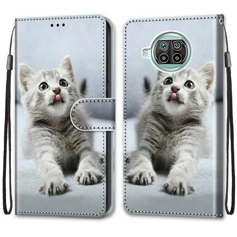 δερματινη θηκη Xiaomi Mi 10T Lite / Redmi Note 9 Pro 5G με κορδονι Strappy Kitten