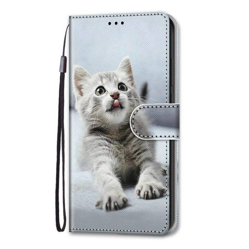 δερματινη θηκη Xiaomi Mi 10T Lite / Redmi Note 9 Pro 5G με κορδονι Strappy Kitten