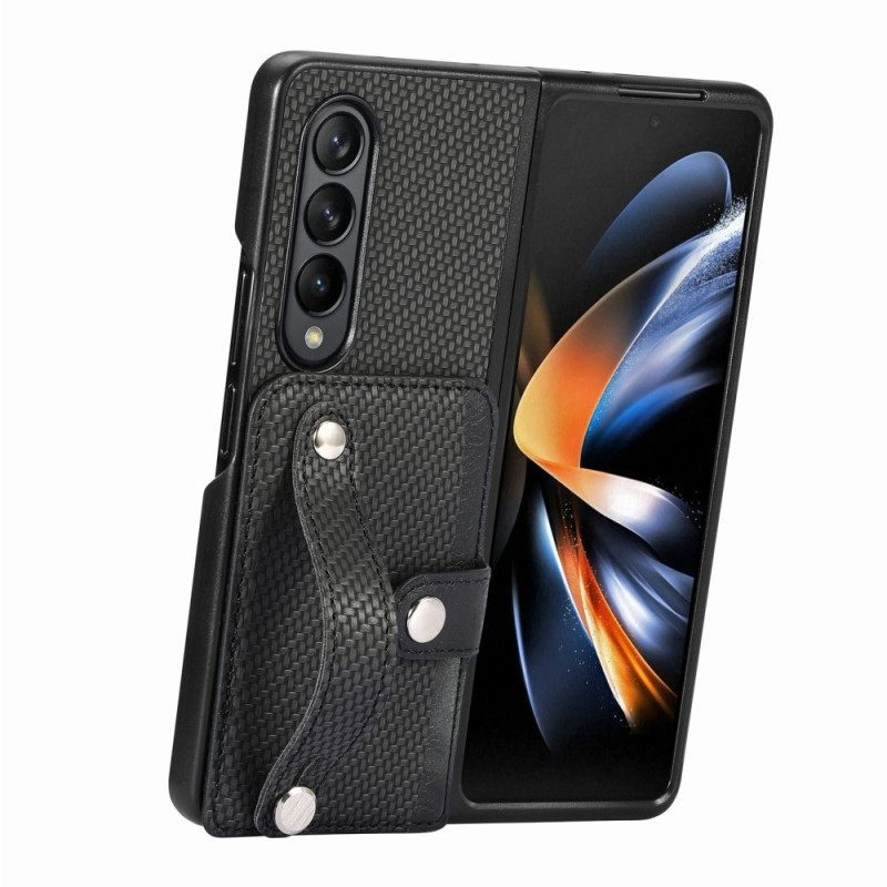 Κάλυμμα Samsung Galaxy Z Fold 5 Θήκες Κινητών Κάτοχος Κάρτας Από Ανθρακονήματα Και Ιμάντας