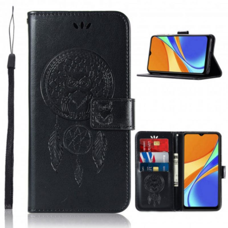 δερματινη θηκη Xiaomi Redmi 9C Δερμάτινο Εφέ Dreamcatcher Owl