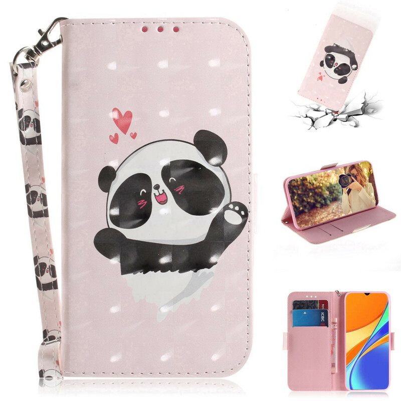 Κάλυμμα Xiaomi Redmi 9C με κορδονι Panda Love With Strap