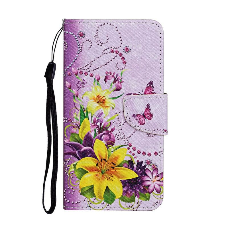 Κάλυμμα Xiaomi Redmi 9C με κορδονι Southern Butterflies And Flowers Strappy