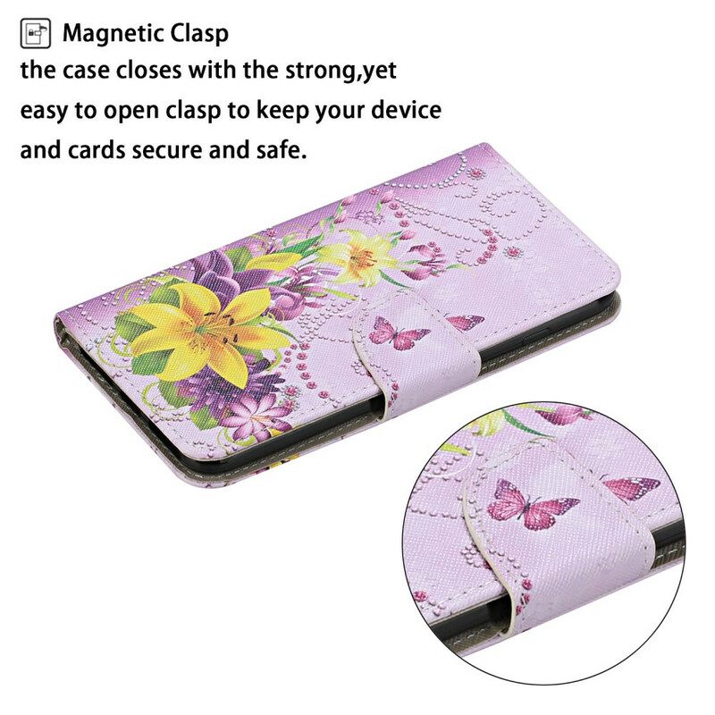 Κάλυμμα Xiaomi Redmi 9C με κορδονι Southern Butterflies And Flowers Strappy