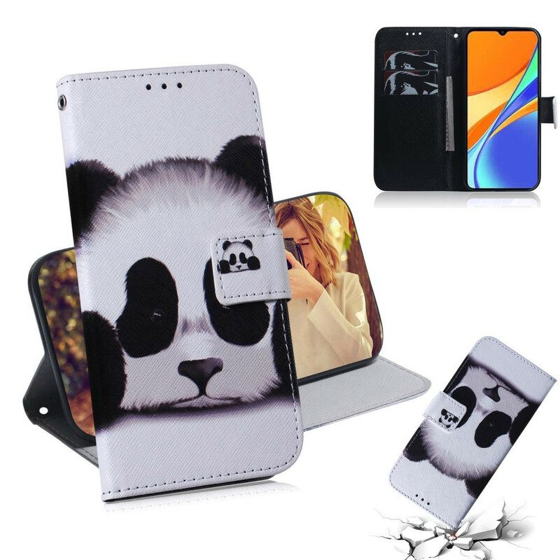 Θήκη Flip Xiaomi Redmi 9C Πρόσωπο Panda