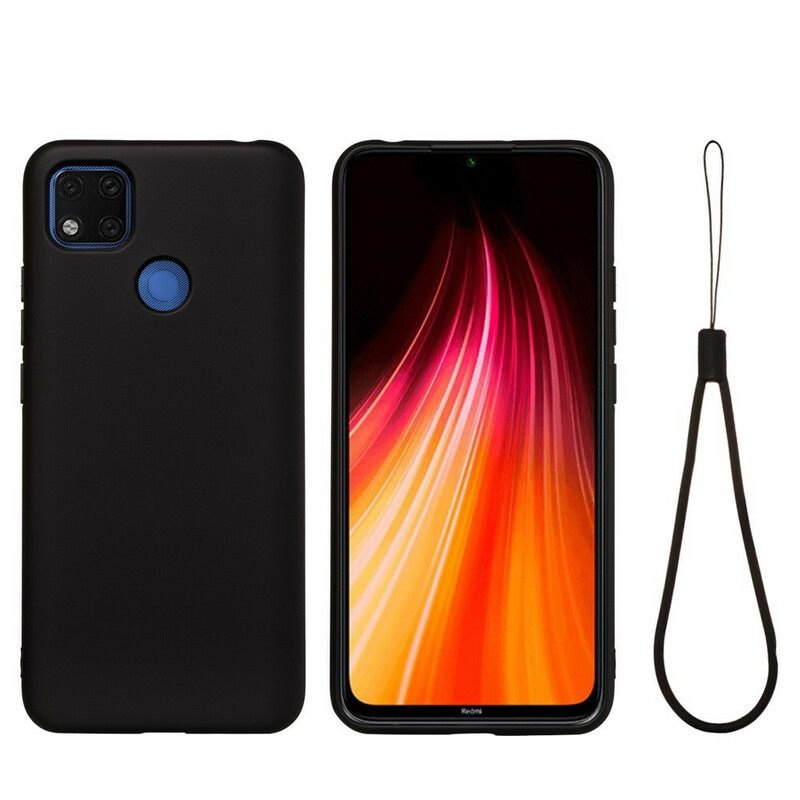 Θήκη Xiaomi Redmi 9C Υγρή Σιλικόνη Με Κορδόνι