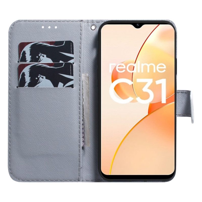 δερματινη θηκη Realme C31 Κεφάλι Τίγρης