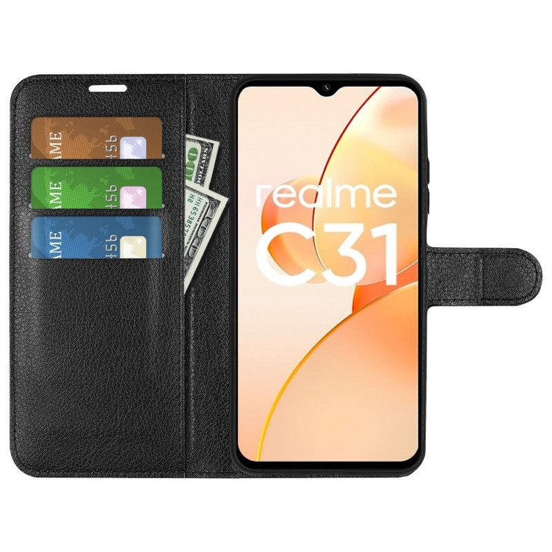 Κάλυμμα Realme C31 Λαμπερό Συνθετικό Δέρμα