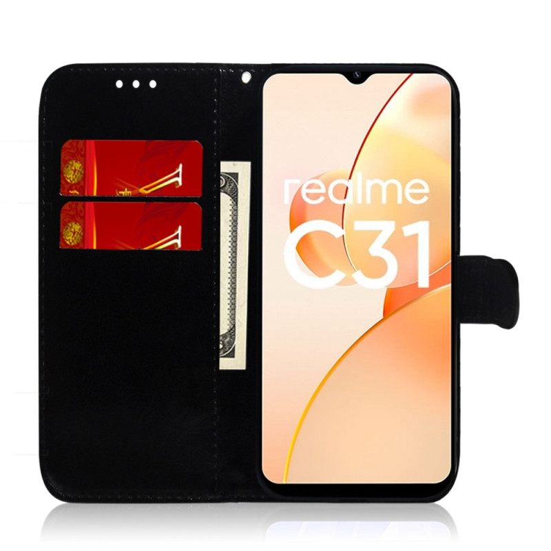 Κάλυμμα Realme C31 Σε Faux Leather Με Λουράκι