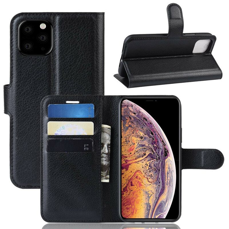 Κάλυμμα iPhone 11 Pro Max Premium Leather Effect Litchi