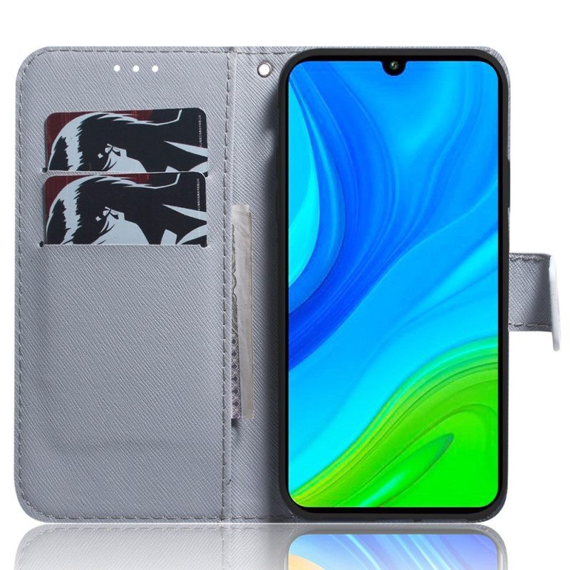 δερματινη θηκη Xiaomi Redmi Note 12 5G με κορδονι Strappy White Tiger