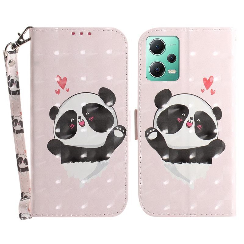 Κάλυμμα Xiaomi Redmi Note 12 5G με κορδονι Panda Love With Lanyard