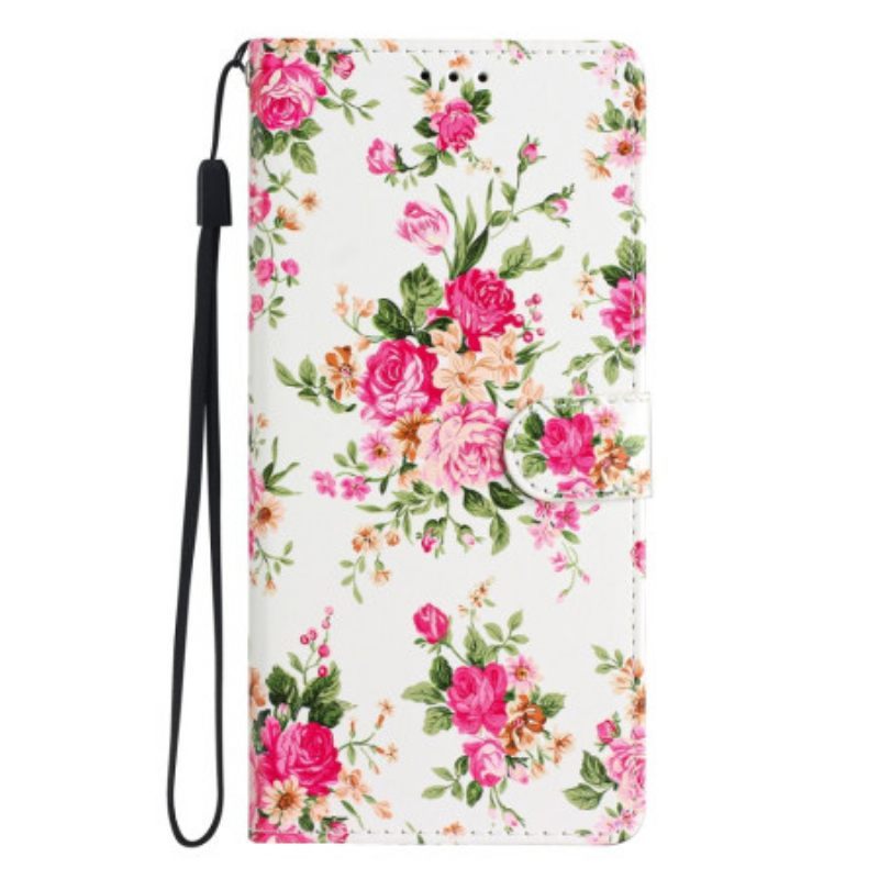 Κάλυμμα Moto G73 5G με κορδονι Strap Liberty Flowers