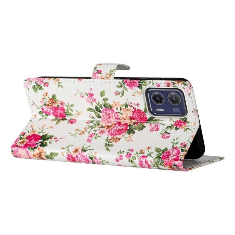 Κάλυμμα Moto G73 5G με κορδονι Strap Liberty Flowers