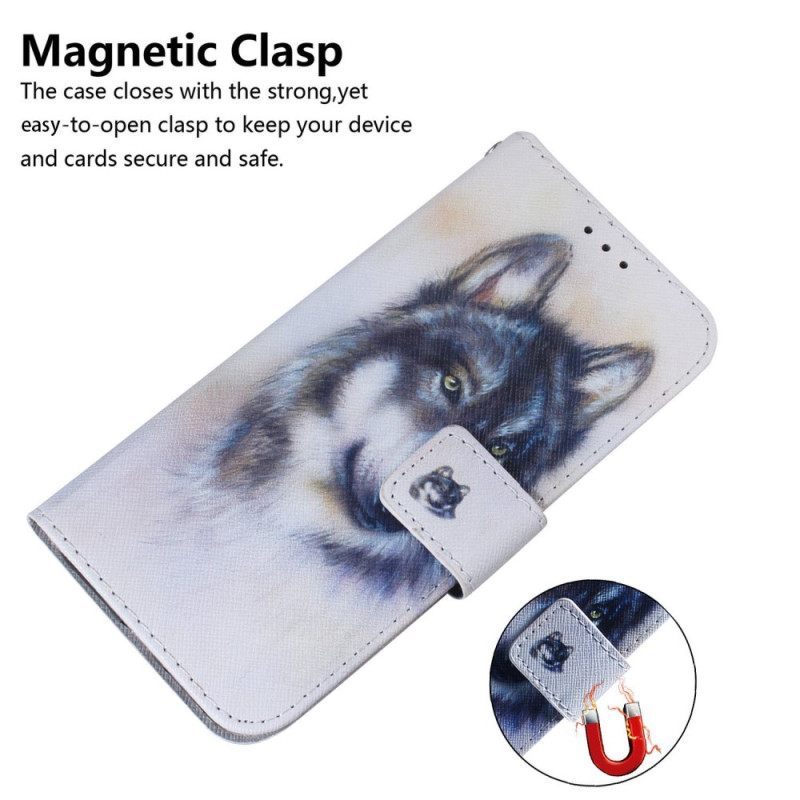 δερματινη θηκη Samsung Galaxy M13 με κορδονι Strappy Watercolor Dog