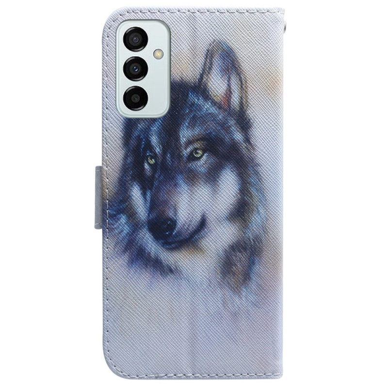 δερματινη θηκη Samsung Galaxy M13 με κορδονι Strappy Watercolor Dog