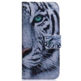 δερματινη θηκη Samsung Galaxy M13 με κορδονι Strappy White Tiger