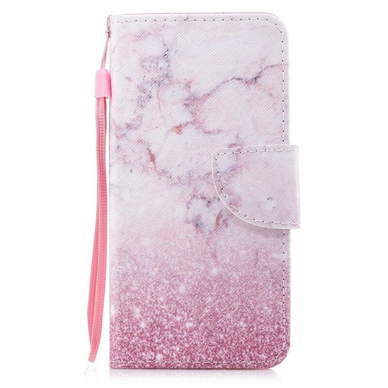 δερματινη θηκη Huawei P Smart με κορδονι Strip Marble