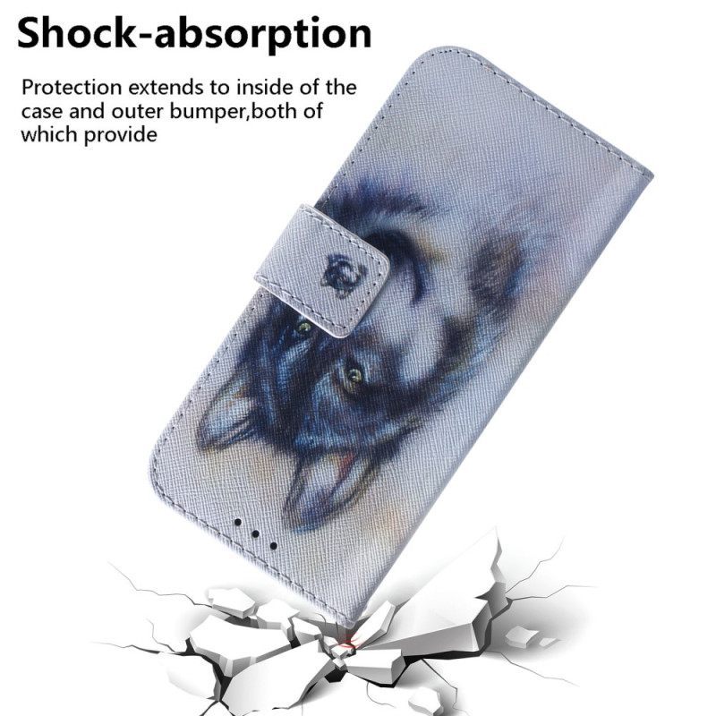 Κάλυμμα Samsung Galaxy A54 5G με κορδονι Strappy Watercolor Wolf