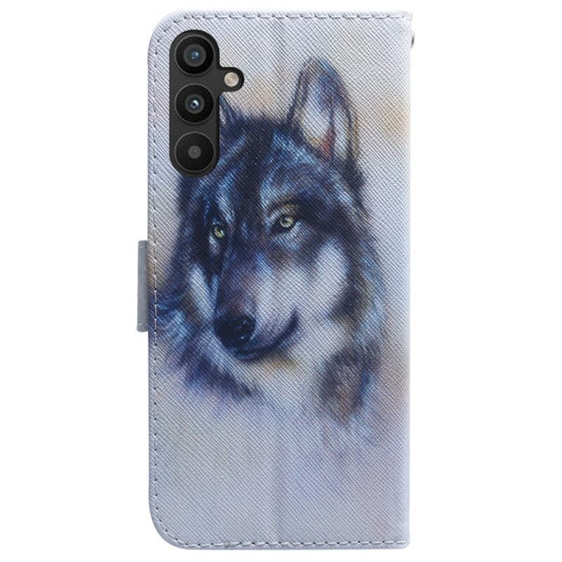 Κάλυμμα Samsung Galaxy A54 5G με κορδονι Strappy Watercolor Wolf