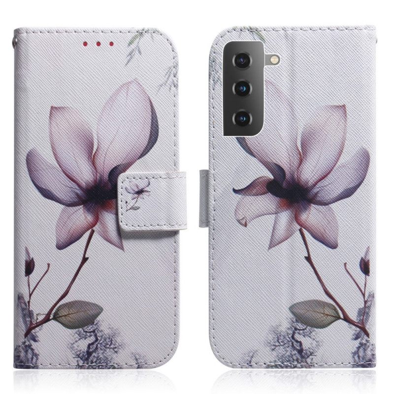 δερματινη θηκη Samsung Galaxy S22 Plus 5G Dusty Pink Flower