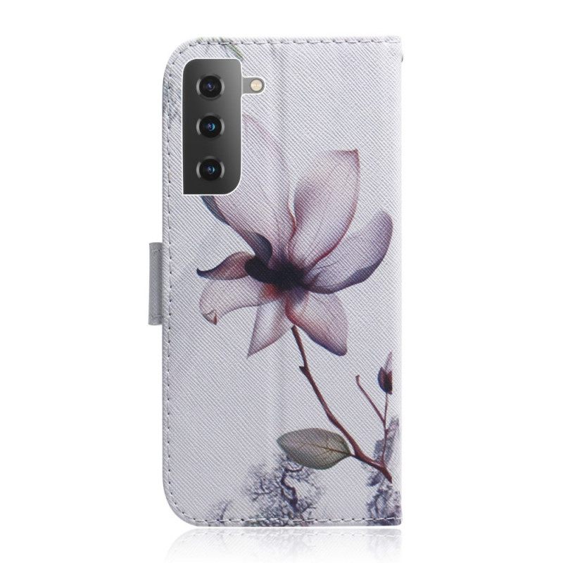 δερματινη θηκη Samsung Galaxy S22 Plus 5G Dusty Pink Flower