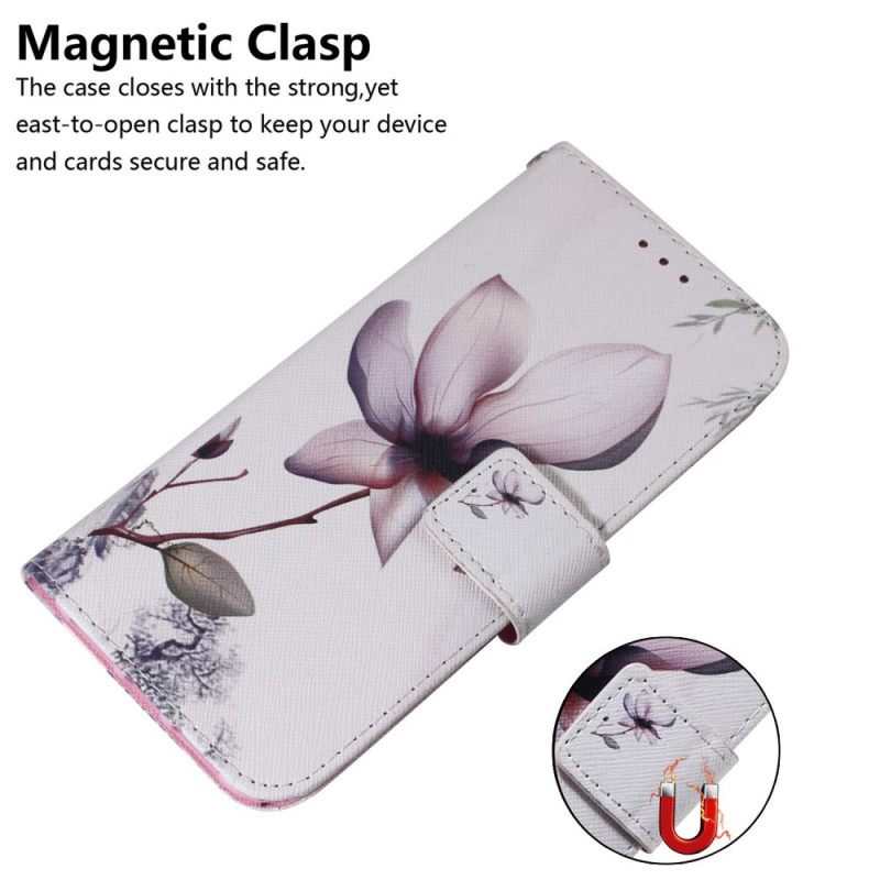 δερματινη θηκη Samsung Galaxy S22 Plus 5G Dusty Pink Flower