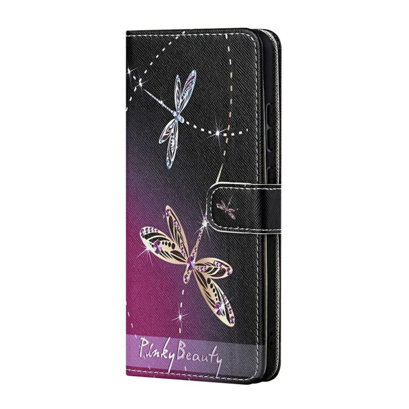 δερματινη θηκη Samsung Galaxy S22 Plus 5G με κορδονι Strappy Dragonflies