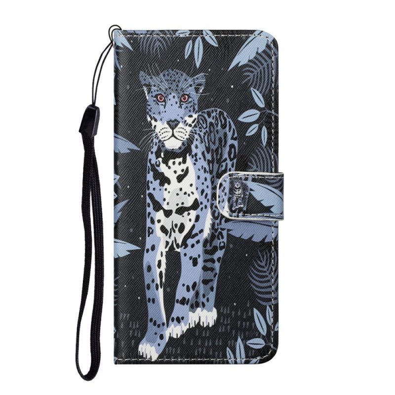 δερματινη θηκη Samsung Galaxy S22 Plus 5G με κορδονι Strappy Leopard