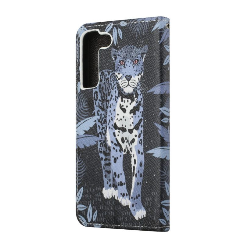 δερματινη θηκη Samsung Galaxy S22 Plus 5G με κορδονι Strappy Leopard