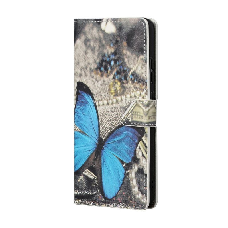 Θήκη Flip Samsung Galaxy S22 Plus 5G Blue Prestige Butterfly