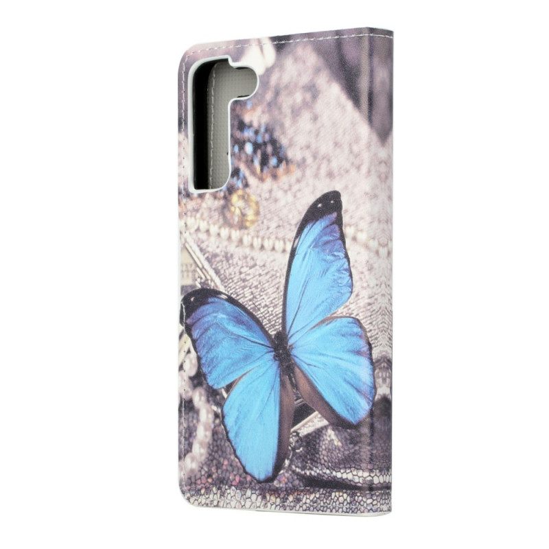 Θήκη Flip Samsung Galaxy S22 Plus 5G Blue Prestige Butterfly