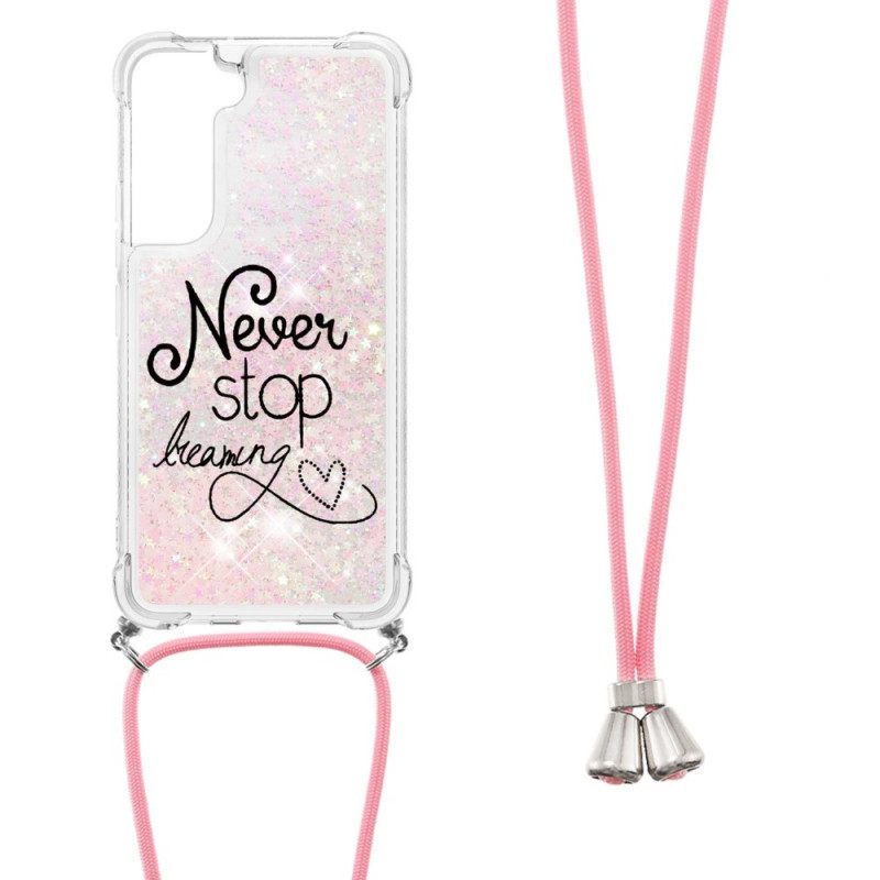 θηκη κινητου Samsung Galaxy S22 Plus 5G με κορδονι To Never Stop Glitter Cord