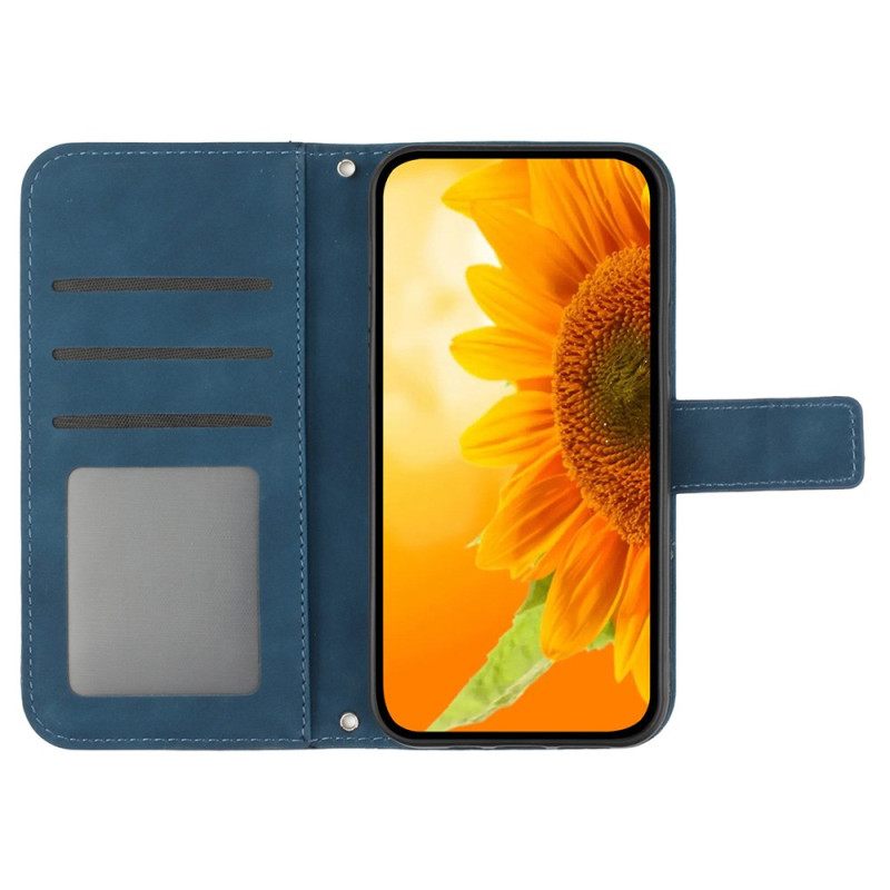 Δερματινη Θηκη Poco C61 Sunflower Print Με Λουράκι