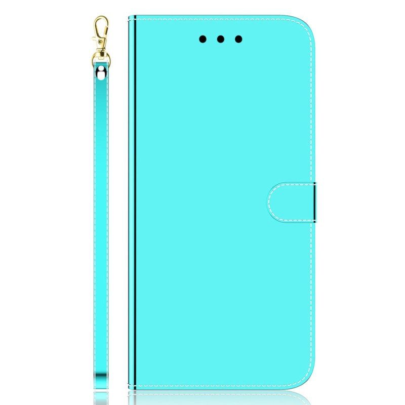 Θήκη Flip Xiaomi Redmi Note 12 4G Faux Δέρμα Καθρέφτη Με Λουράκι