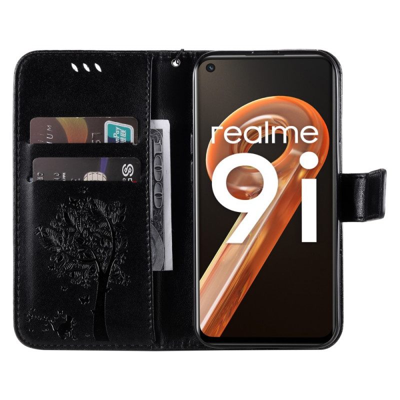 Κάλυμμα Realme 9i με κορδονι Δέντρο Και Strappy Cat