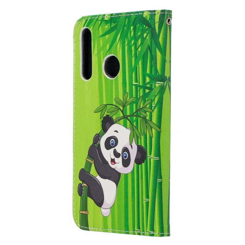 Θήκη Flip Honor 20 Lite / 20e με κορδονι Panda Σε Λουρί Από Μπαμπού