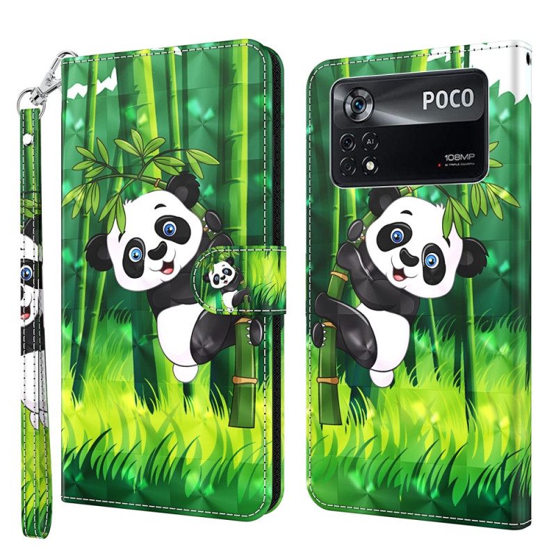 δερματινη θηκη Poco X4 Pro 5G με κορδονι Panda Με Λουράκι