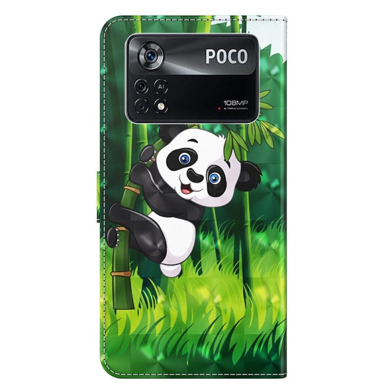 δερματινη θηκη Poco X4 Pro 5G με κορδονι Panda Με Λουράκι