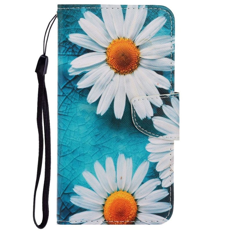 δερματινη θηκη Poco X4 Pro 5G με κορδονι Strappy Daisies