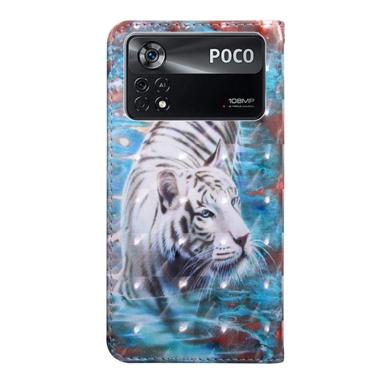 δερματινη θηκη Poco X4 Pro 5G με κορδονι Υπέροχο Strappy Tiger